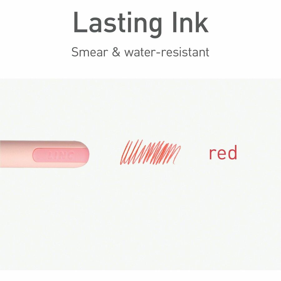 Pentonic Frosted Barrel Ballpoint Pens - 0.7 mm Fine Pen Point - Red Ink - Frost, Pink Barrel - 10 / Box