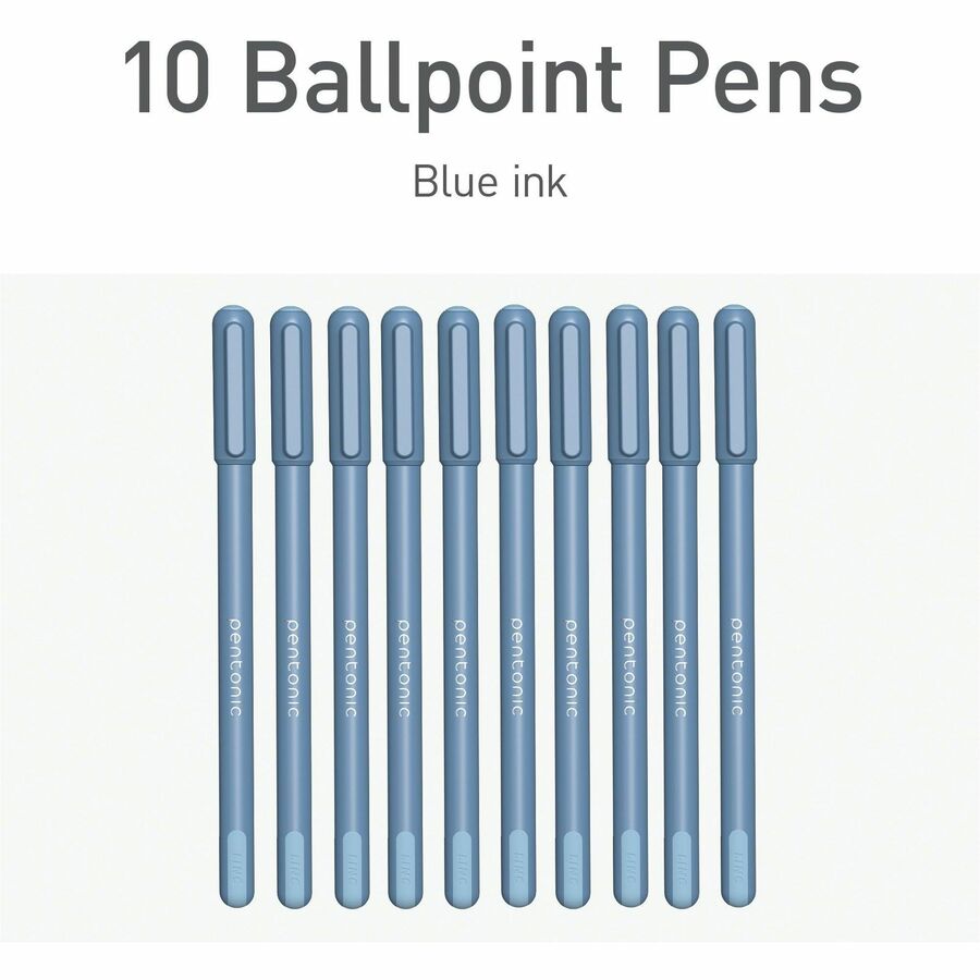 Pentonic Frosted Barrel Ballpoint Pens - 0.7 mm Fine Pen Point - Blue Ink - Frost, Blue Barrel - 10 / Box