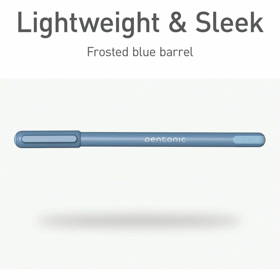 Pentonic Frosted Barrel Ballpoint Pens - 0.7 mm Fine Pen Point - Blue Ink - Frost, Blue Barrel - 10 / Box