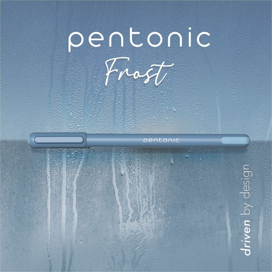 Pentonic Frosted Barrel Ballpoint Pens - 0.7 mm Fine Pen Point - Blue Ink - Frost, Blue Barrel - 10 / Box
