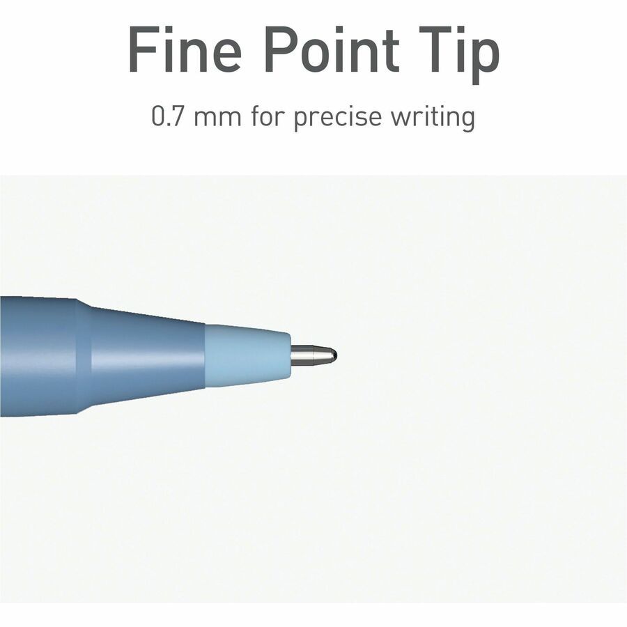 Pentonic Frosted Barrel Ballpoint Pens - 0.7 mm Fine Pen Point - Blue Ink - Frost, Blue Barrel - 10 / Box