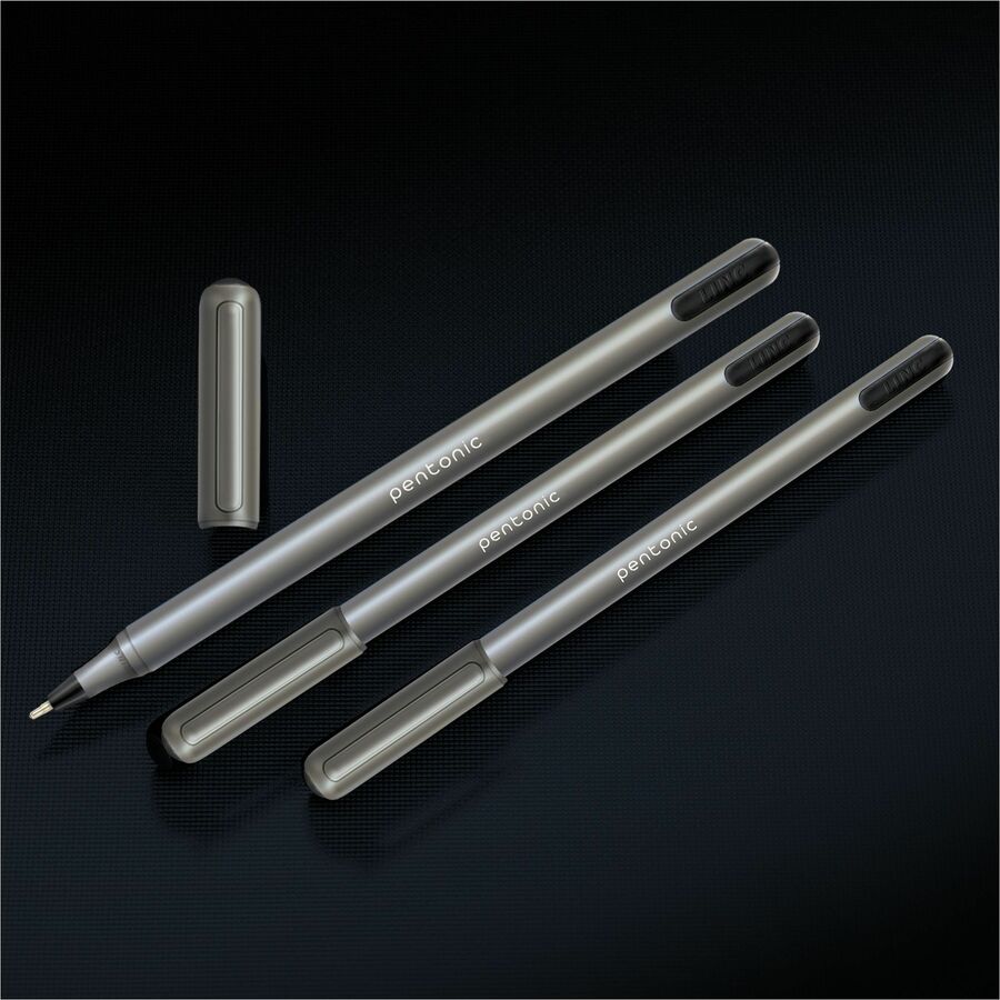 Pentonic Ballpoint Pen Set - 1 mm Pen Point - Black Ink - Nickel Silver Tip - 25 / Box