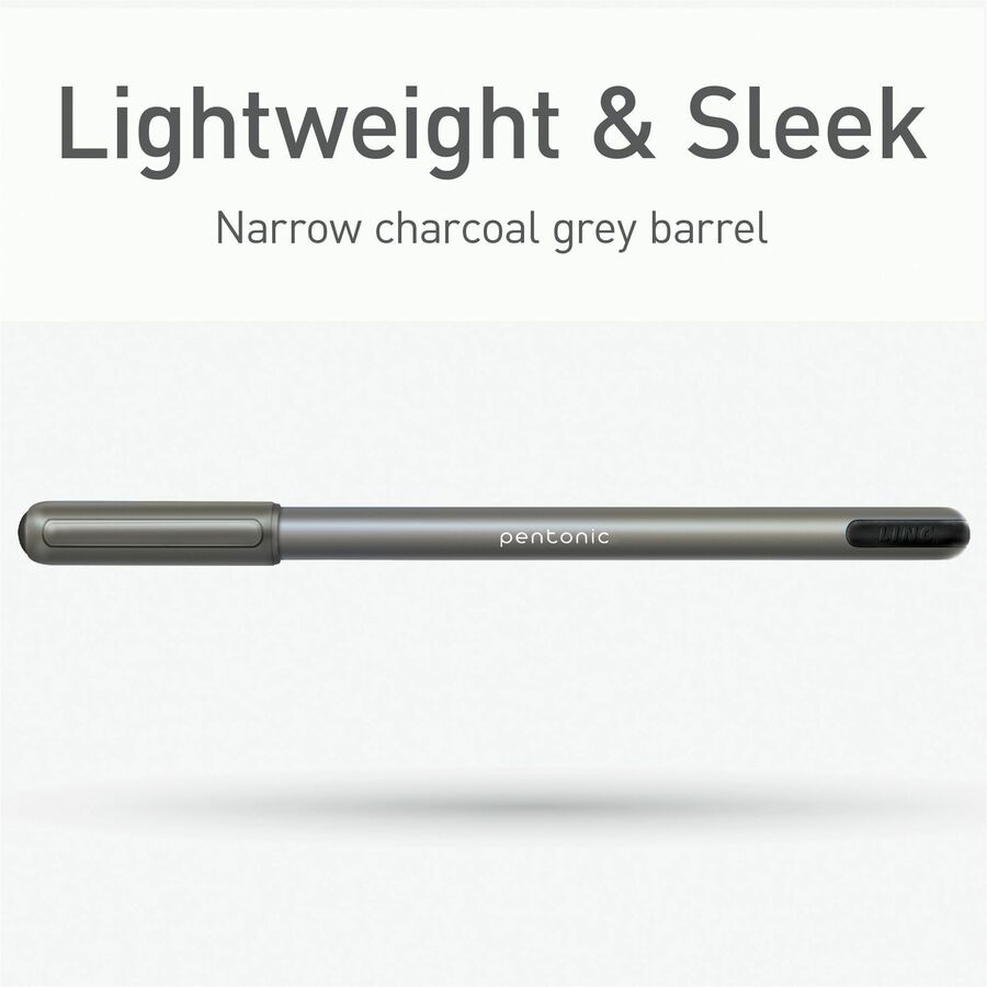Pentonic Ballpoint Pen Set - 1 mm Pen Point - Black Ink - Nickel Silver Tip - 25 / Box