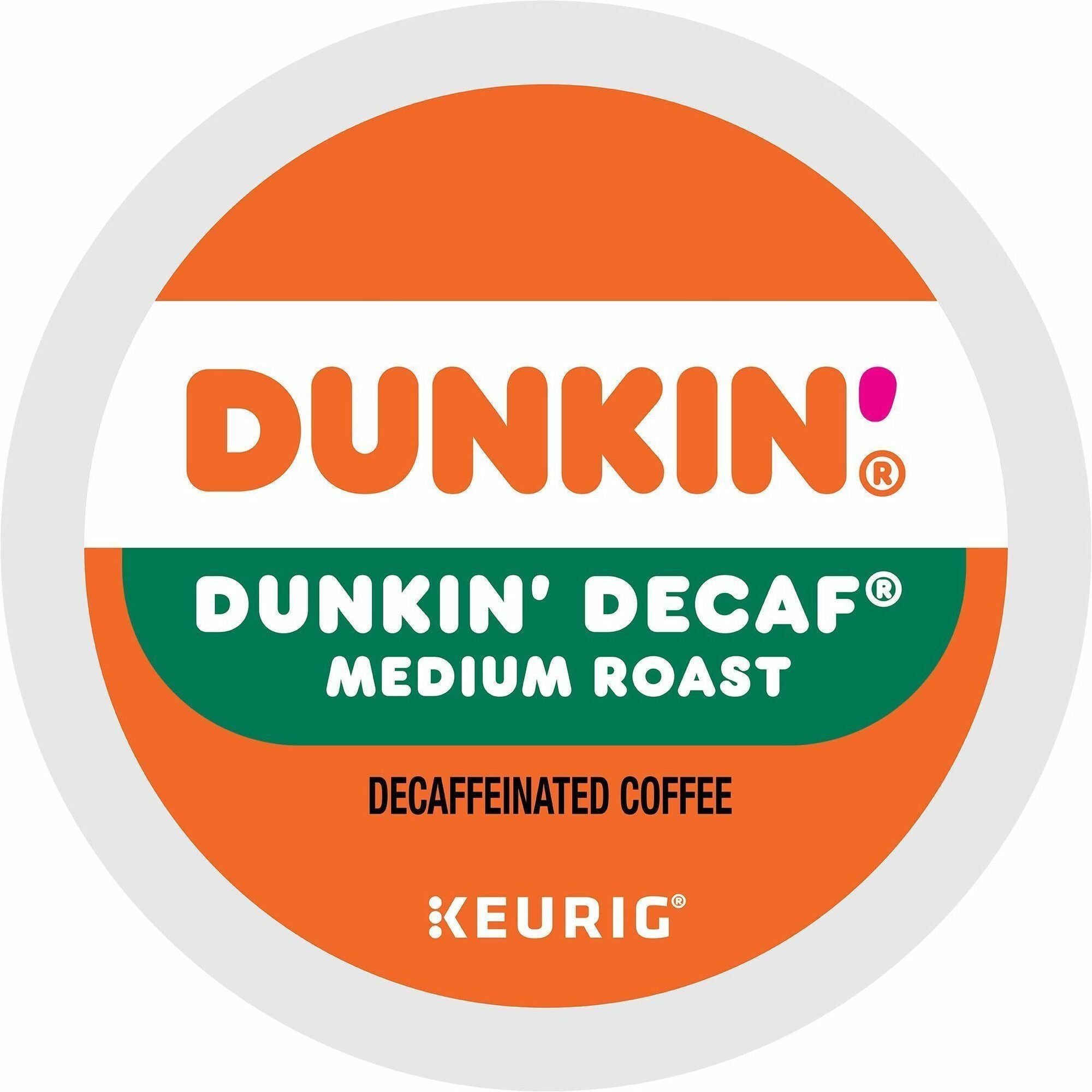 Dunkin'&reg; K-Cup Decaf Coffee - Compatible with Keurig Brewer - Medium - K-Cup - Decaf - Kosher - Decaffeinated - 22 / Box
