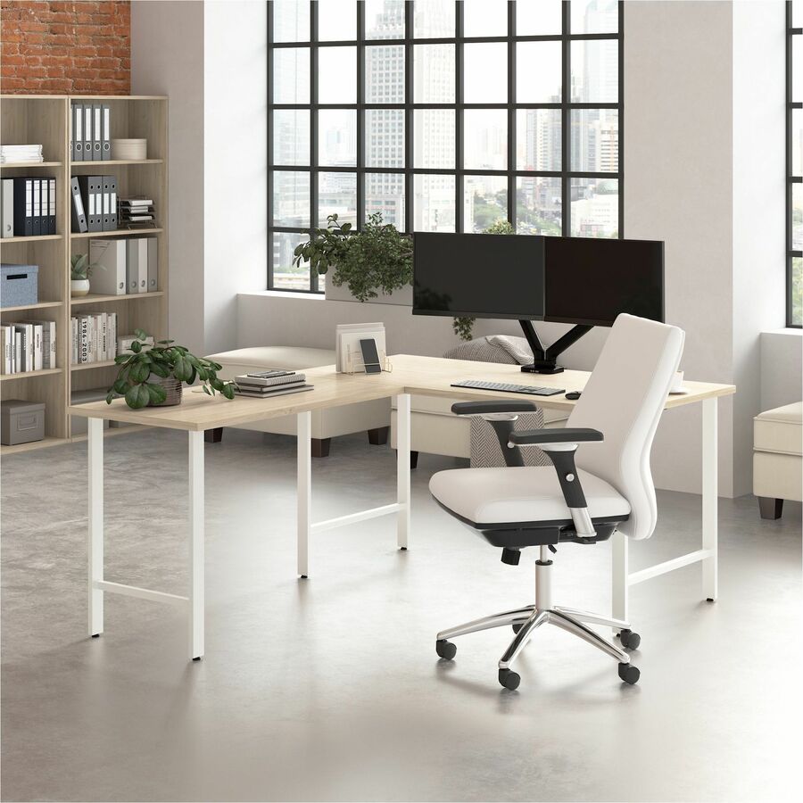 Bush Business Furniture Hustle 60W x 30D Computer Desk with Metal Legs, Natural Elm Finish, 1 Each
