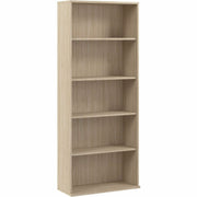 Bush Business Furniture Hustle Tall 5 Shelf Bookcase, 72"H x 30"W x 13"D, 3 Adjustable Shelves, Natural Elm Finish, 1 Each