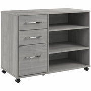 Bush Business Furniture Hustle Office Storage Cabinet with Wheels, 40" Wide, 3 Drawers, 2 Adjustable Shelves, Platinum Gray, 1 Each