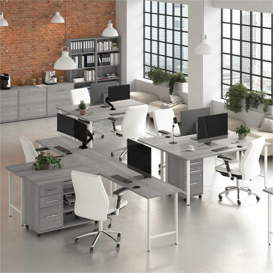 Bush Business Furniture Hustle Office Storage Cabinet with Wheels, 40" Wide, 3 Drawers, 2 Adjustable Shelves, Platinum Gray, 1 Each