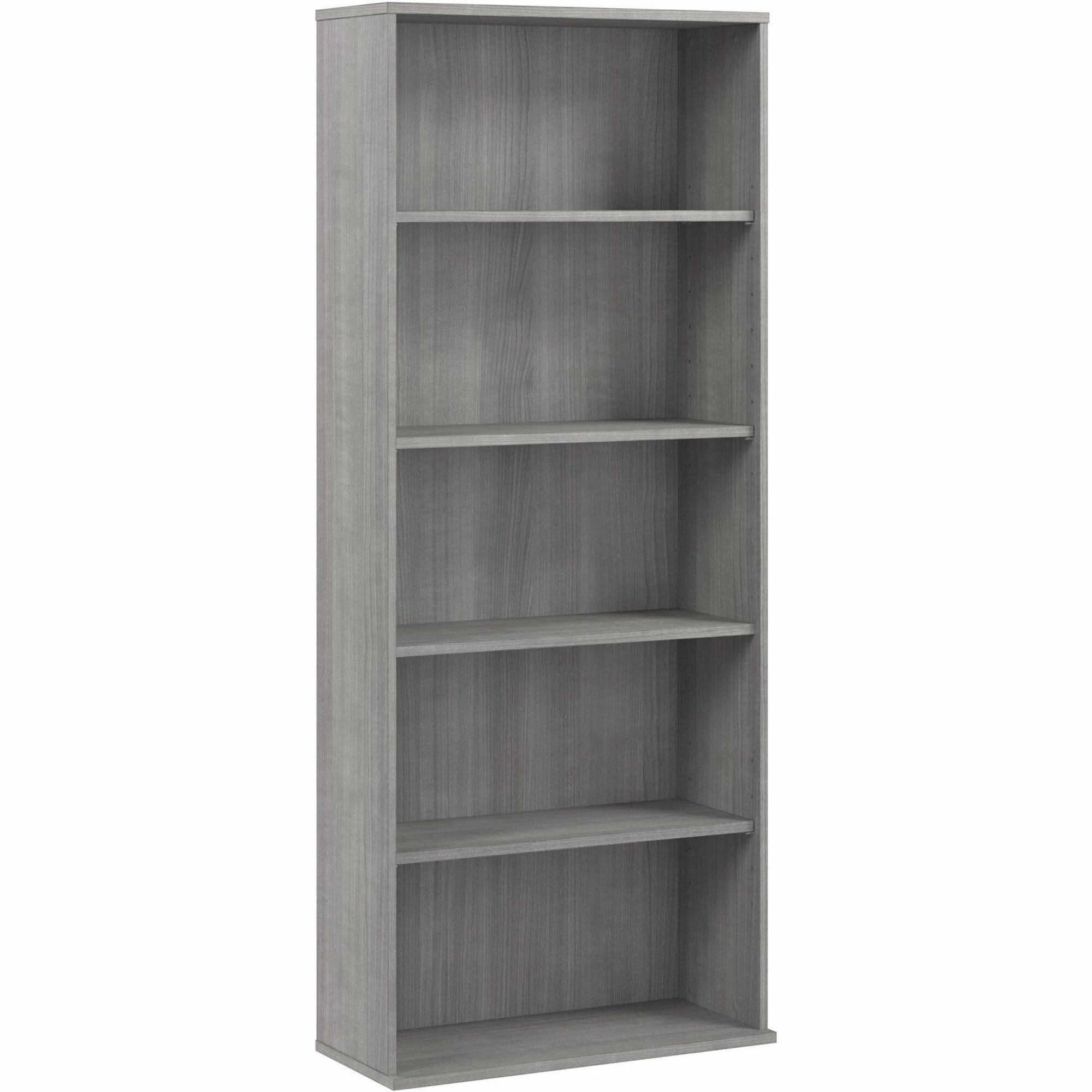 Bush Business Furniture Hustle Tall 5 Shelf Bookcase, 72"H x 30"W x 13"D, 3 Adjustable Shelves, Platinum Gray, 1 Each
