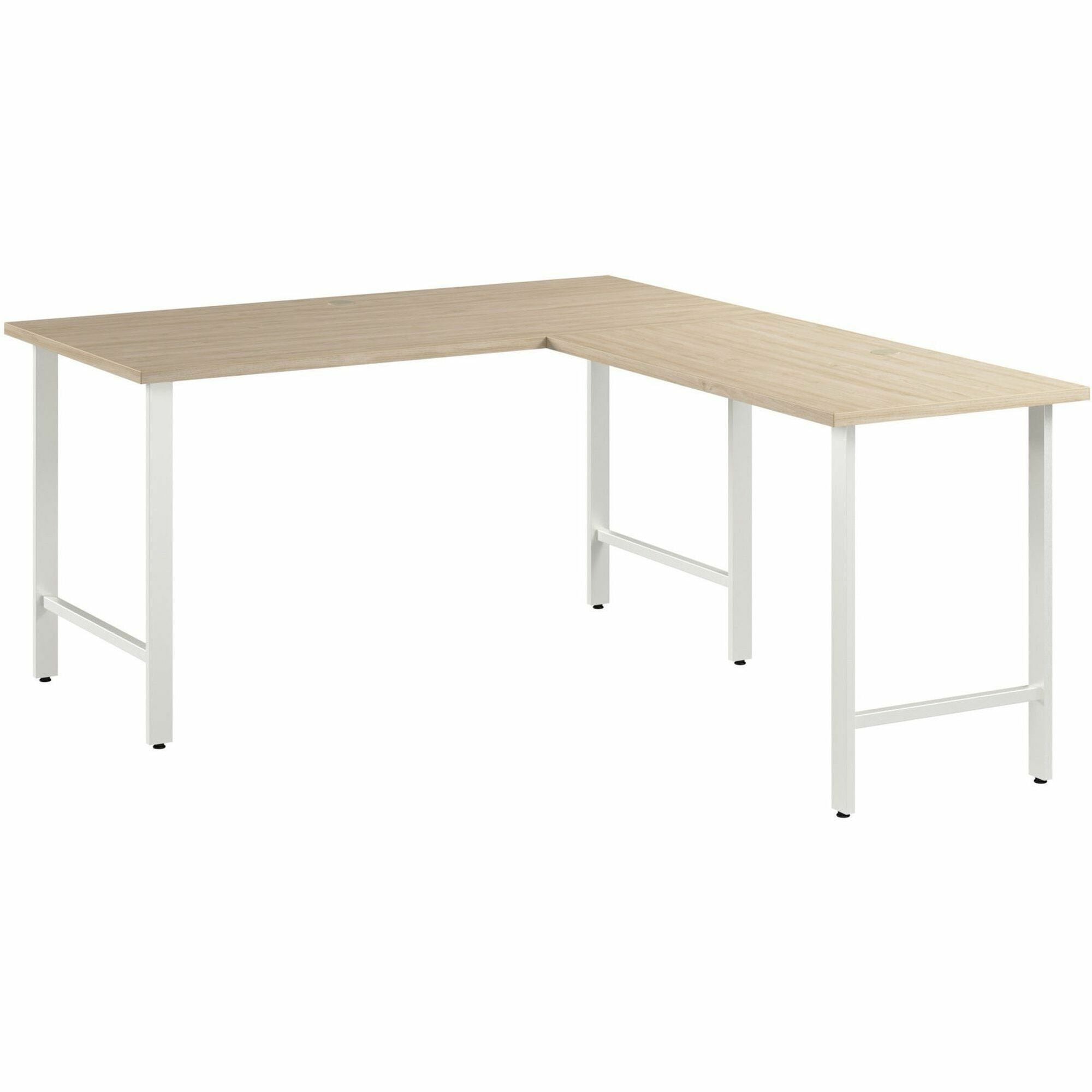 Bush Business Furniture Hustle 60W x 30D L Shaped Computer Desk with Metal Legs, Thermofused Laminate, Natural Elm, 1 Each