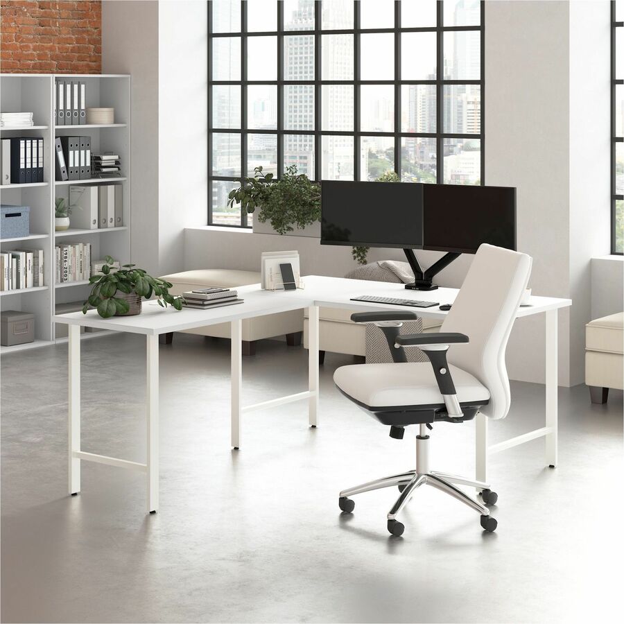 Bush Business Furniture Hustle 60W x 30D Computer Desk with Metal Legs, White, Thermofused Laminate, 1 Each