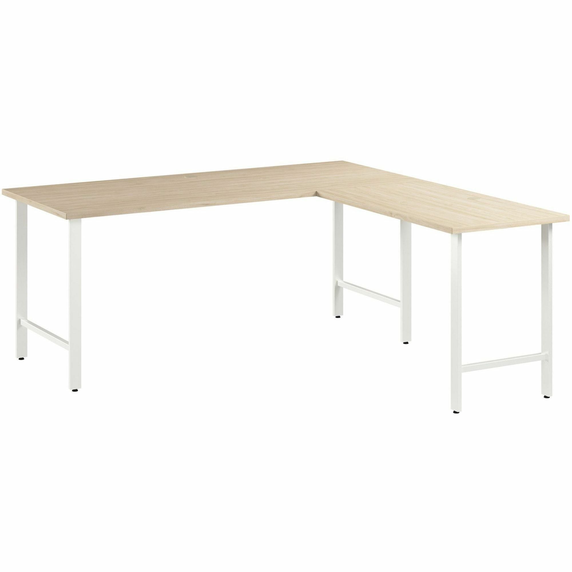 Bush Business Furniture Hustle 72W x 30D L Shaped Computer Desk with Metal Legs, Natural Elm Finish, 1 Each