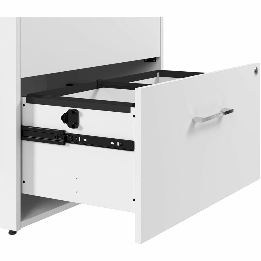 Bush Business Furniture Hustle 2 Drawer Lateral File Cabinet, White, 30" H x 30" W, Metal/Plastic/TFL/Engineered Wood, Lockable Drawers, Ball Bearing Slides, Durable, Scratch & Stain Resistant, 1 Each