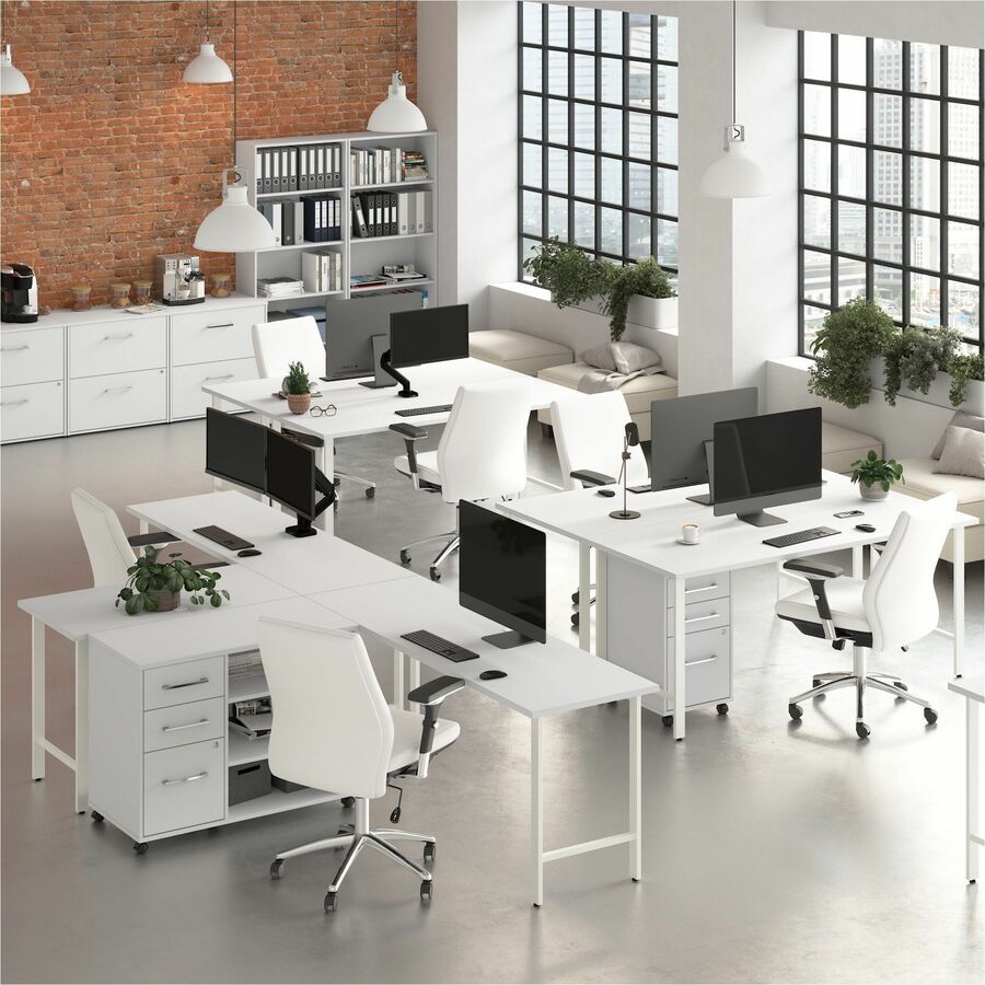 Bush Business Furniture Hustle 2 Drawer Lateral File Cabinet, White, 30" H x 30" W, Metal/Plastic/TFL/Engineered Wood, Lockable Drawers, Ball Bearing Slides, Durable, Scratch & Stain Resistant, 1 Each