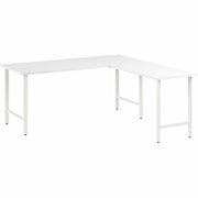 Bush Business Furniture Hustle 72W x 30D L Shaped Computer Desk with Metal Legs, White, 1 Each