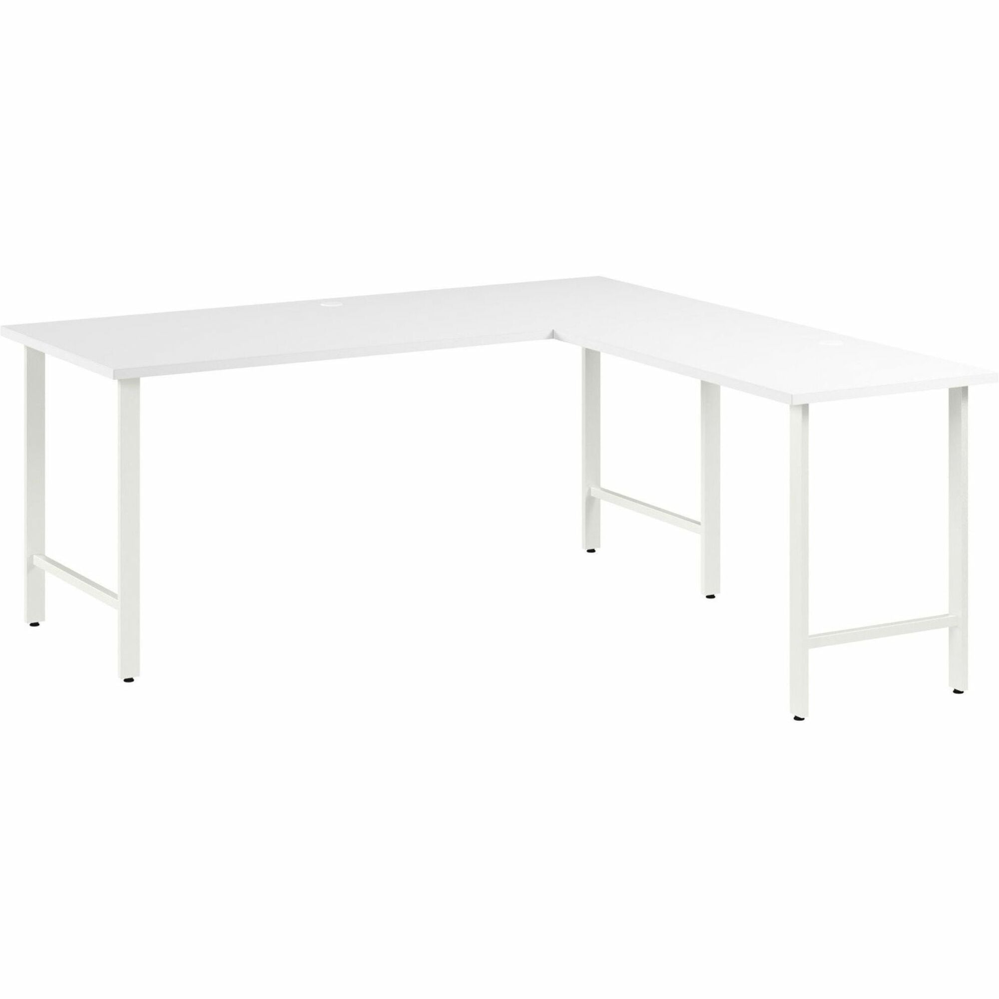 Bush Business Furniture Hustle 72W x 30D L Shaped Computer Desk with Metal Legs, White, 1 Each
