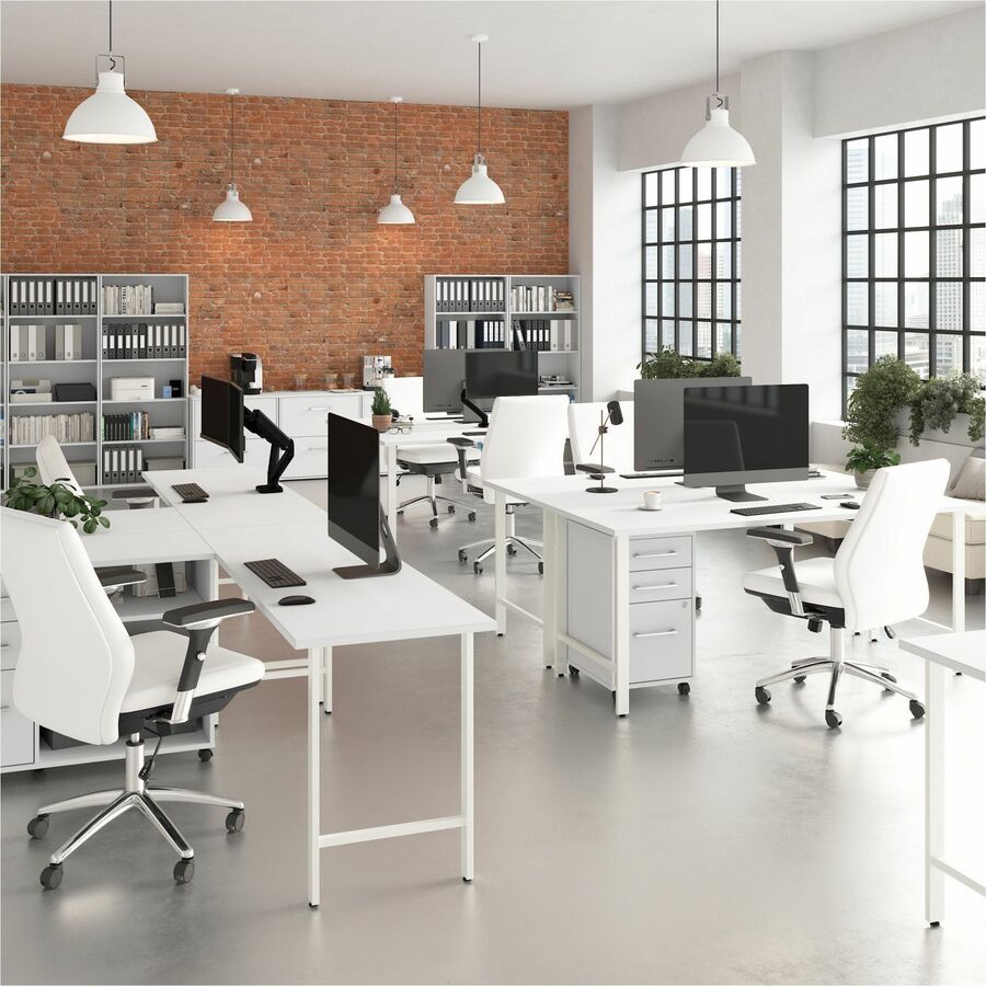 Bush Business Furniture Hustle 48W x 24D Computer Desk with Metal Legs, White, 1 Each