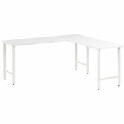 Bush Business Furniture Hustle 72W x 24D L Shaped Computer Desk with Metal Legs, White, 1 Each