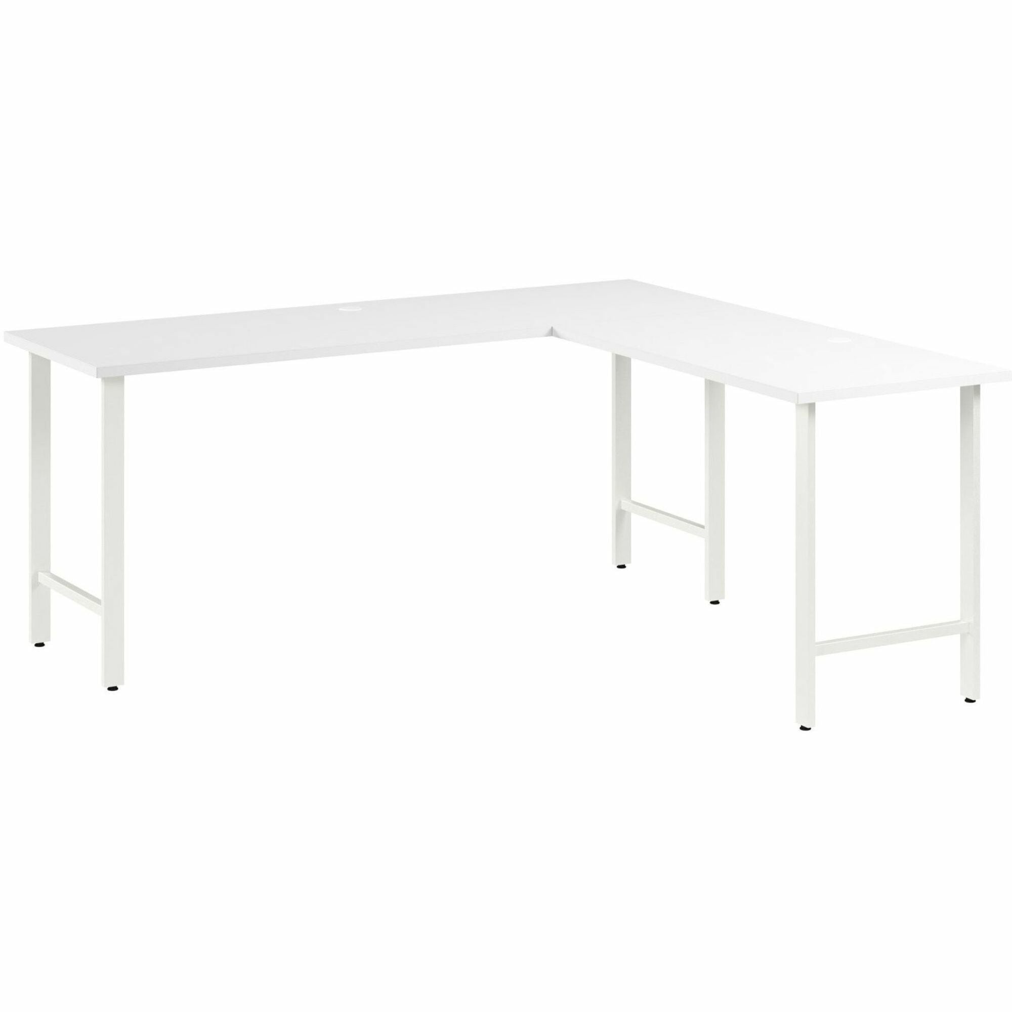 Bush Business Furniture Hustle 72W x 24D L Shaped Computer Desk with Metal Legs, White, 1 Each
