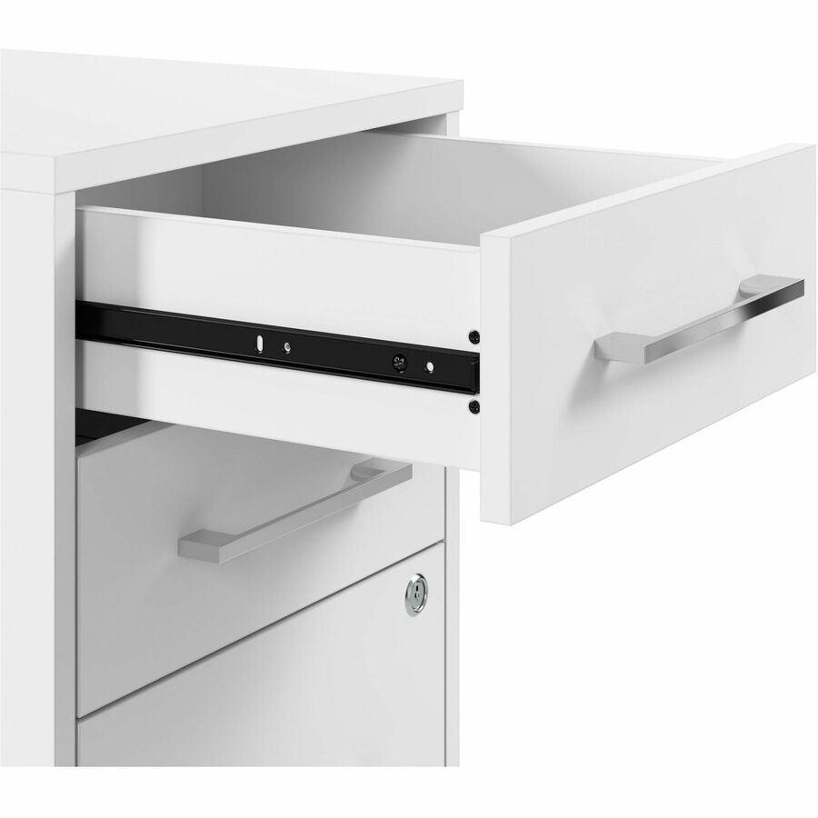 Bush Business Furniture Hustle Office Storage Cabinet with Wheels, 3 Drawers, 2 Adjustable Shelves, White, 40" Wide, 1 Each