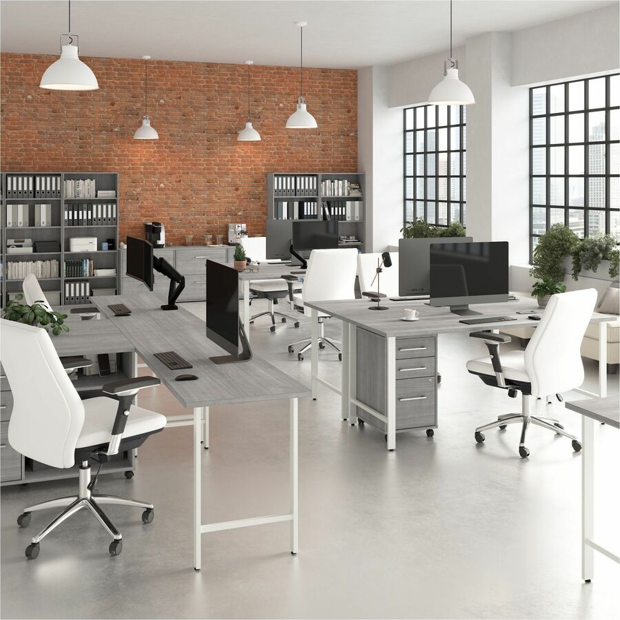 Bush Business Furniture Hustle 72W x 24D L Shaped Computer Desk with Metal Legs, Platinum Gray, 1 Each