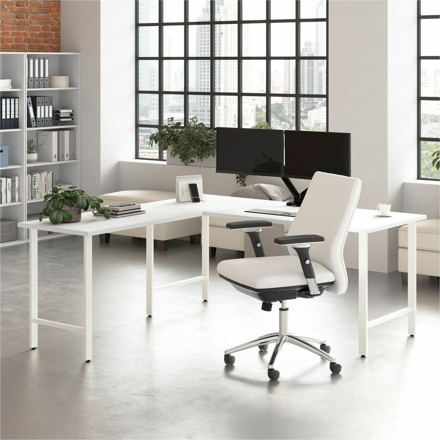 Bush Business Furniture Hustle 72W x 30D Computer Desk with Metal Legs, White, Thermofused Laminate Finish, Durable, Scratch & Stain Resistant, Cable Management, Adjustable Leveler, 1 Each