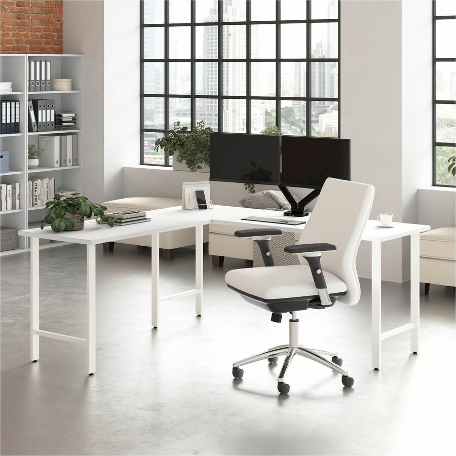 Bush Business Furniture Hustle 72W x 24D Computer Desk with Metal Legs, White, Thermofused Laminate, Metal/Plastic/Engineered Wood, Adjustable Leveler, Cable Management, 1 Each