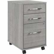 Bush Business Furniture Hustle 3 Drawer Mobile File Cabinet, Platinum Gray, 27"H x 16"W x 20"D, Metal/Plastic/TFL/Engineered Wood, Locking Drawers, Rolling Casters, Modern Style, 1 Each
