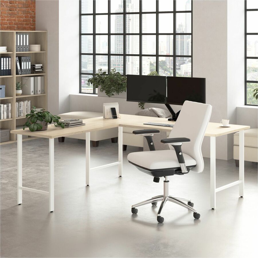 Bush Business Furniture Hustle 72W x 30D Computer Desk with Metal Legs, Natural Elm Finish, 1 Each