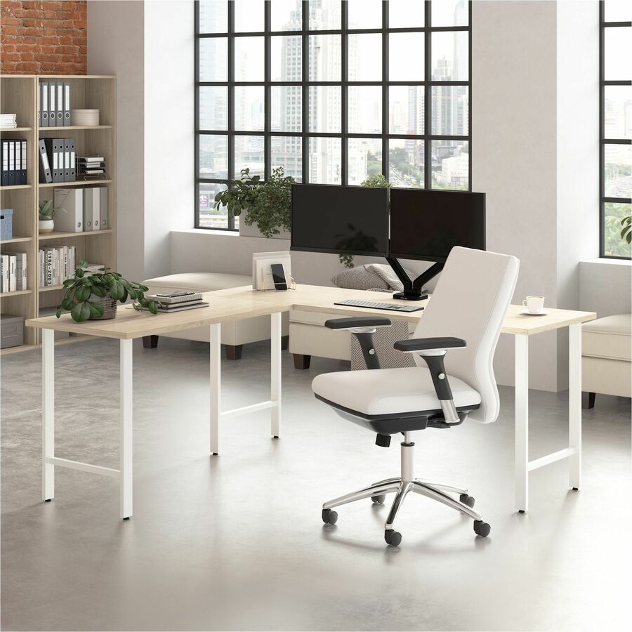 Bush Business Furniture Hustle 72W x 24D Computer Desk with Metal Legs, Natural Elm Finish, 1 Each