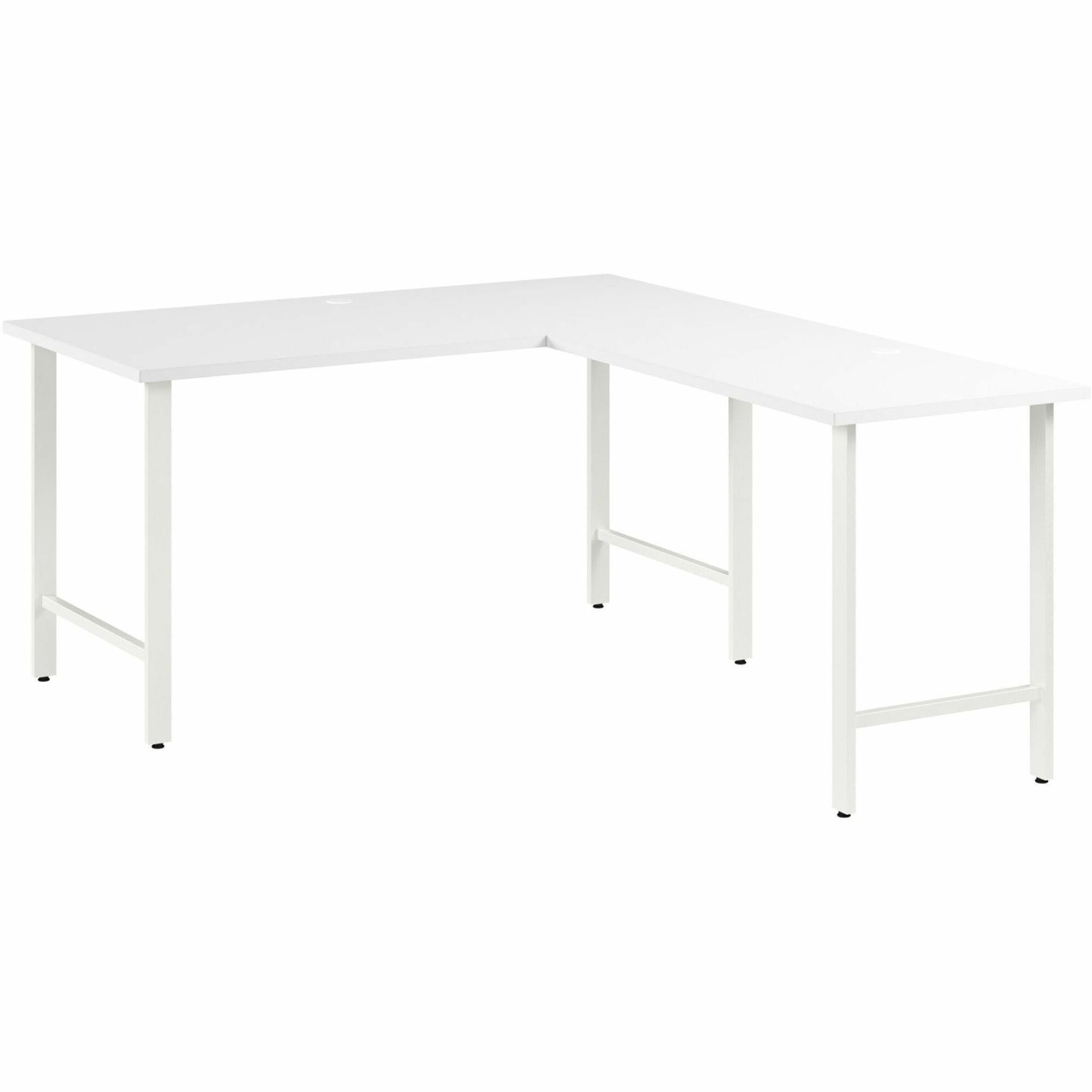 Bush Business Furniture Hustle 60W x 30D L Shaped Computer Desk with Metal Legs, White, 1 Each