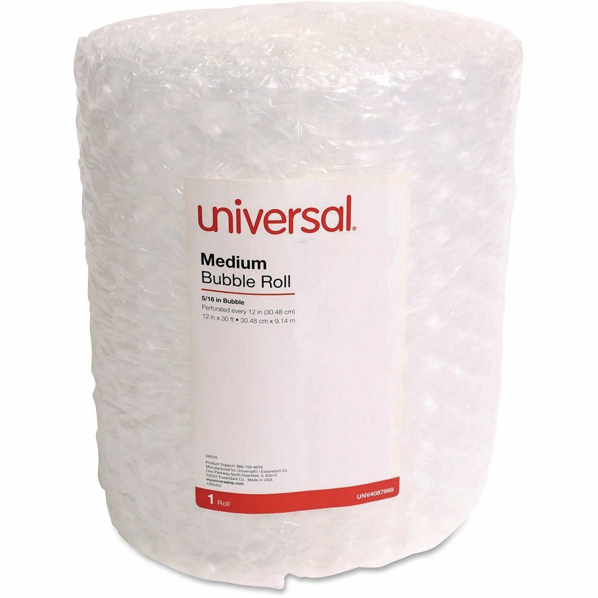 Universal Cushion Wrap, 12" x 30 ft x 300 mil, Perforated, Cushioned, Lightweight, Flexible, Shock & Abrasion Resistant, Clear, 12/Carton