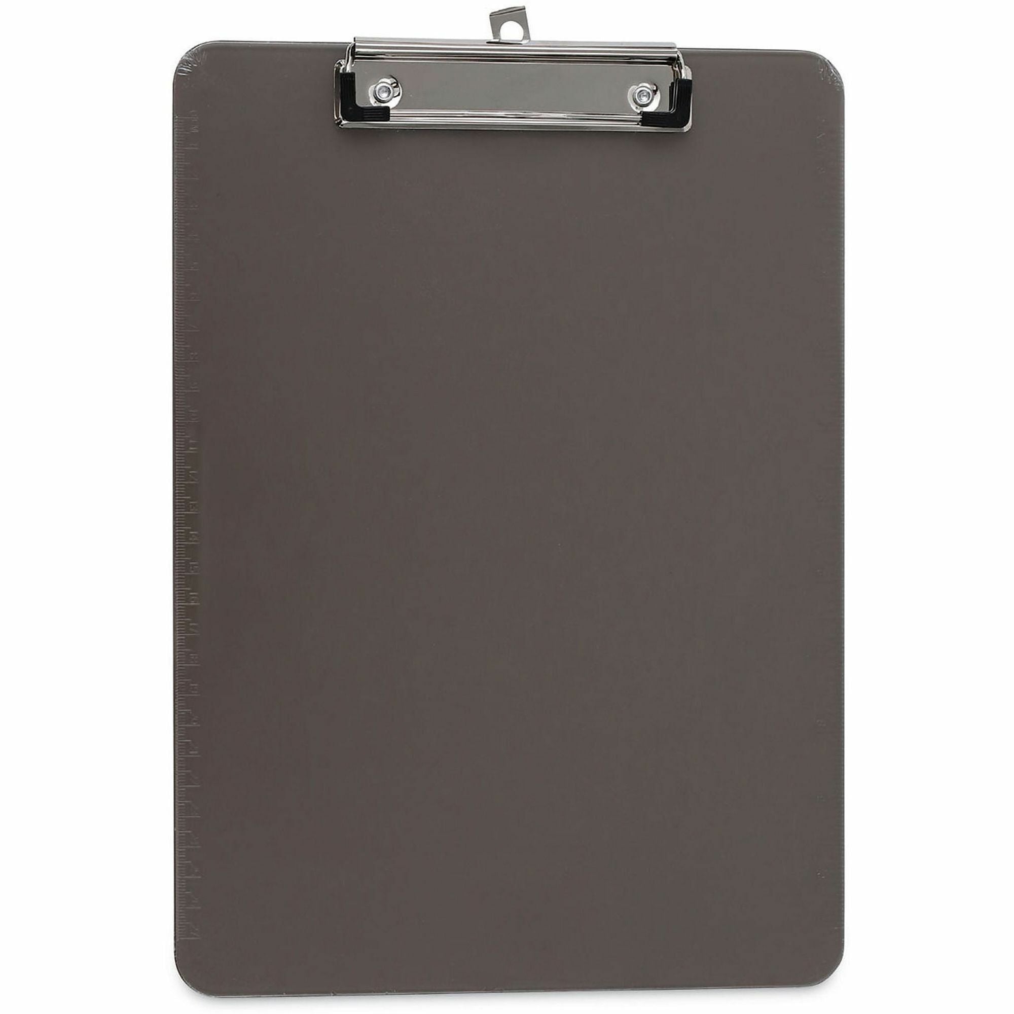 Universal Clipboard, 0.50" Clip Capacity, Storage for Paper, 8.5" x 11" Sheet Size, Plastic, Translucent Black, 1 Each