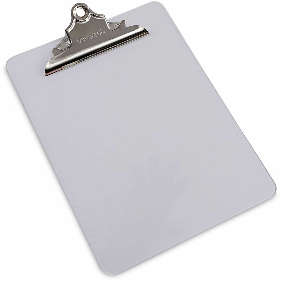 Universal Clipboard, 1.25" Clip Capacity, 8.5" x 11" Sheet Size, Plastic, Clear, 1 Each