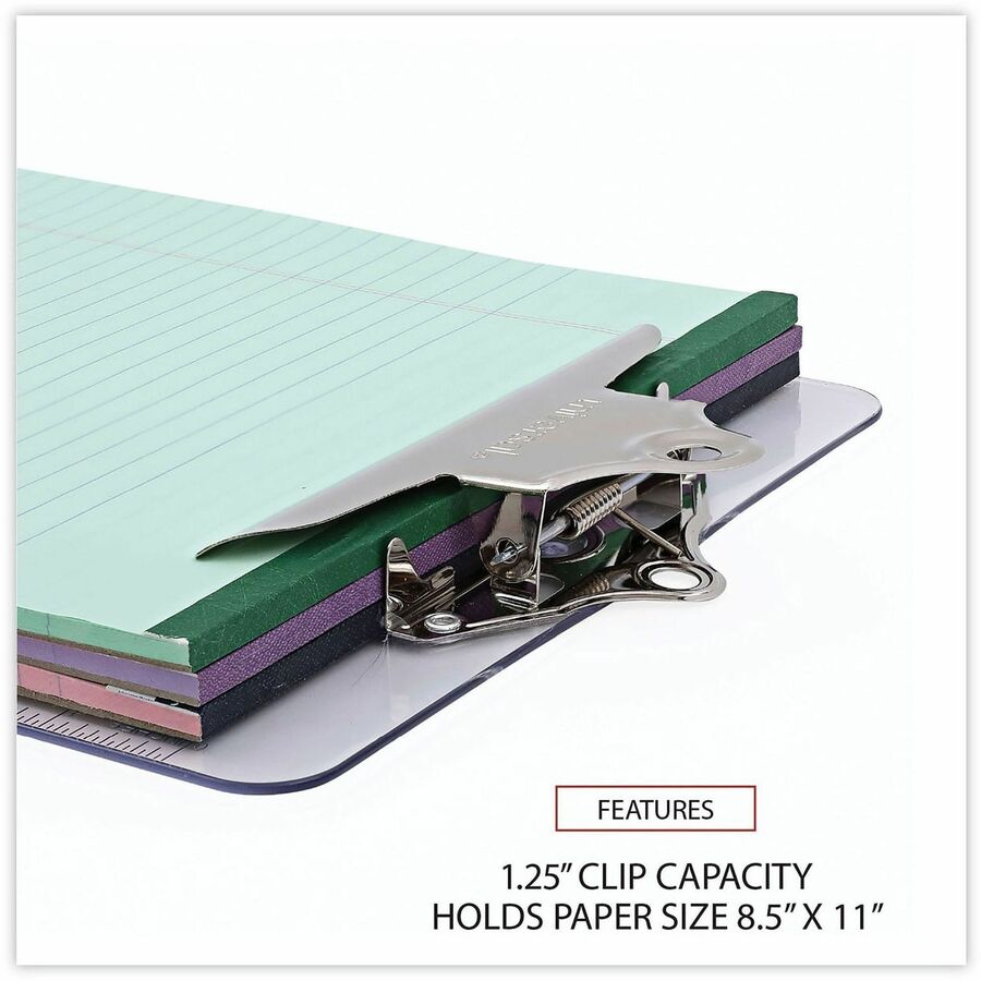 Universal Clipboard, 1.25" Clip Capacity, 8.5" x 11" Sheet Size, Plastic, Clear, 1 Each