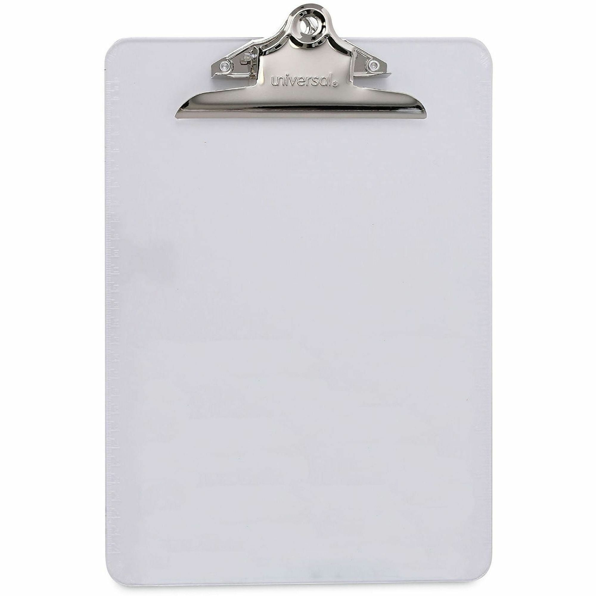 Universal Clipboard, 1.25" Clip Capacity, 8.5" x 11" Sheet Size, Plastic, Clear, 1 Each