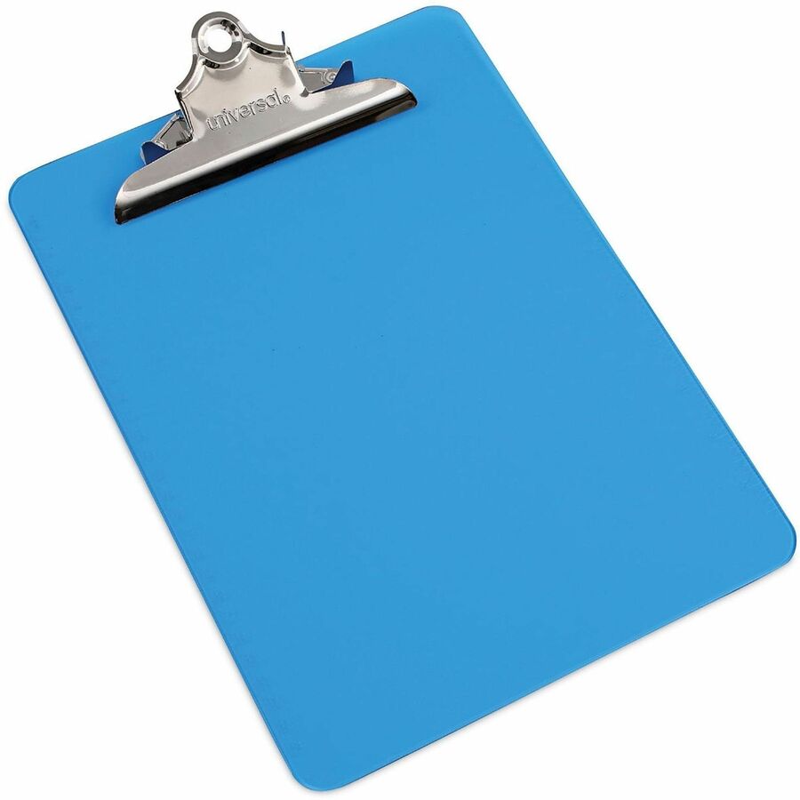 Universal Clipboard, 1.25" Clip Capacity, Butterfly Clip, Plastic, Translucent Blue, 8.5" x 11", 1 Each
