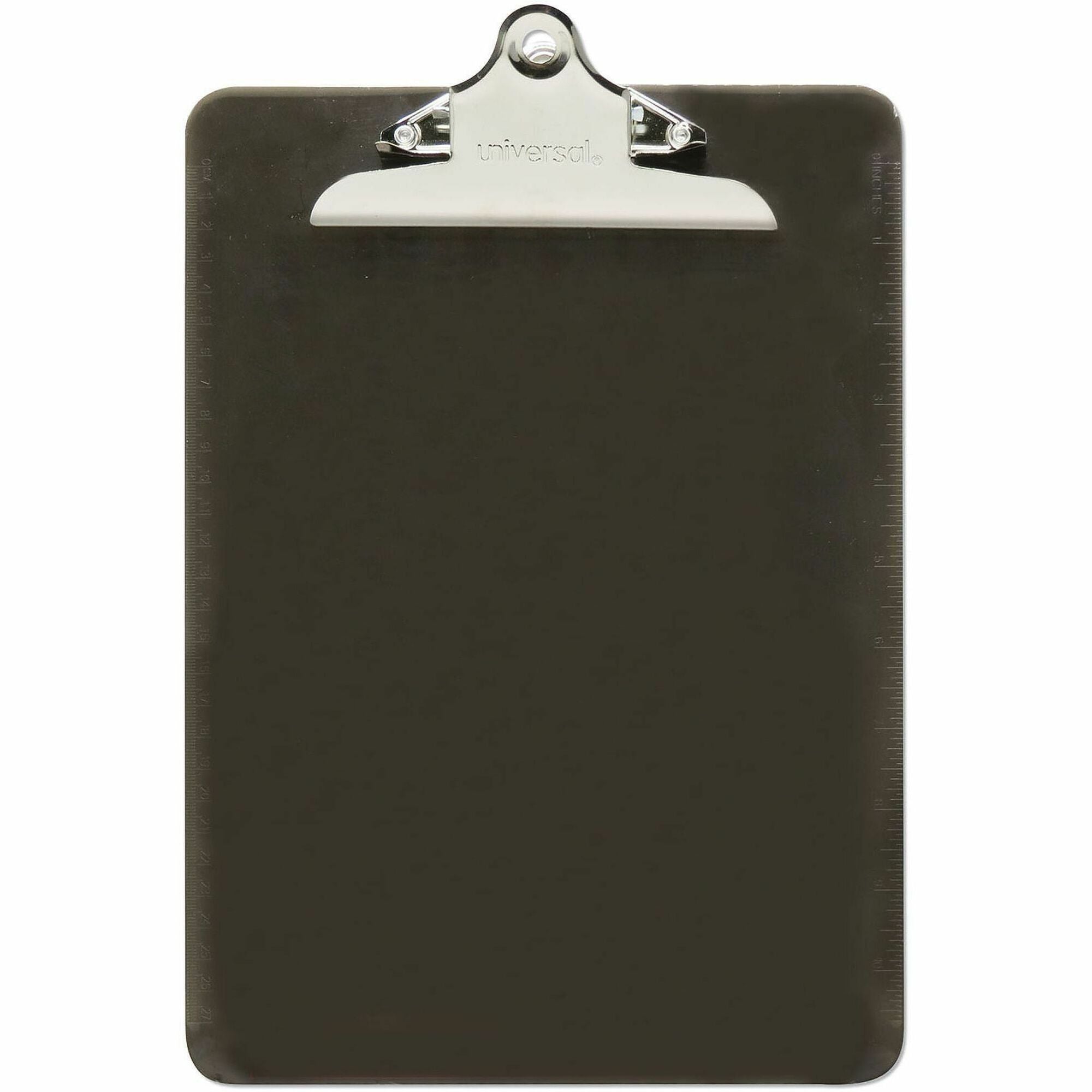 Universal Clipboard, 1.25" Clip Capacity, 8.5" x 11" Sheet Size, Plastic, Translucent Black, 1 Each
