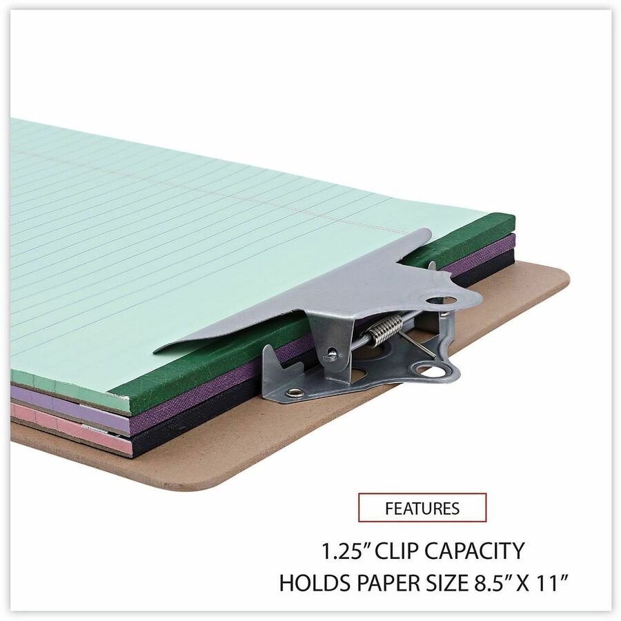 Universal Clipboard, 1.25" Clip Capacity, Hardboard, Brown, 8.5" x 11", 3/Pack