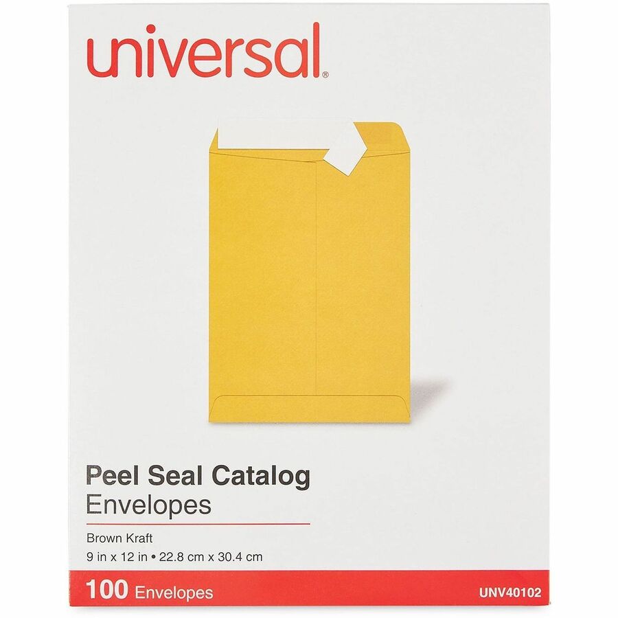 Universal Envelope, Catalog, #10 1/2, 28 lb, Self Adhesive, Natural Kraft, Kraft Paper, 100/Box
