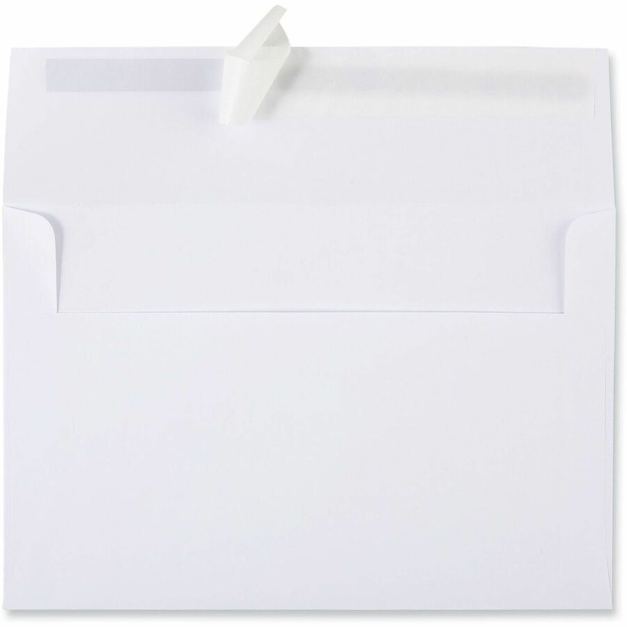 Universal Envelope, Business, A9, 25 lb, Self Adhesive, White, Paper Stock, 100/Box