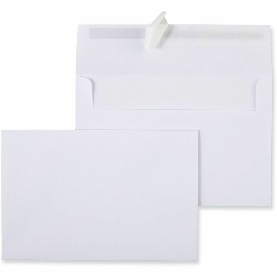 Universal Envelope, Business, A9, 25 lb, Self Adhesive, White, Paper Stock, 100/Box