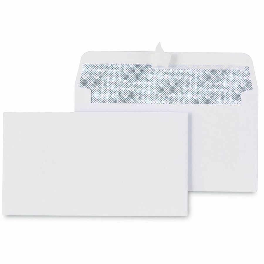 Universal Envelope, Business, #6 3/4, 24 lb, Self Adhesive, White, Paper Stock, 100/Box