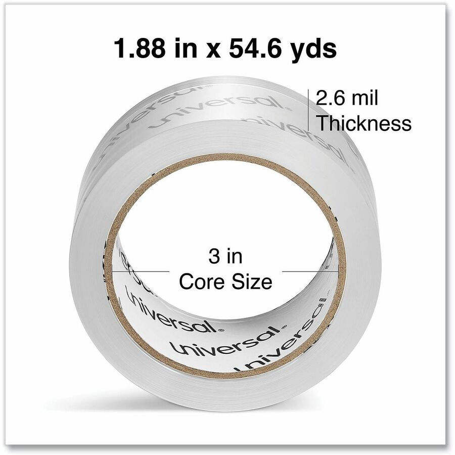 54.60 yd Length x 1.88" Width x 2.6 mil Thickness - 3" Core - Clear - Acrylic - 6 / Pack