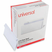 Universal #10 Business Envelopes, 24 lb, Self Adhesive, White, Paper Stock, Security Tint, 500/Box
