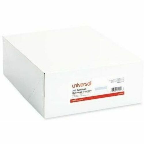 Universal #10 Business Envelopes, 24 lb, Self Adhesive, White, Paper Stock, 500/Box