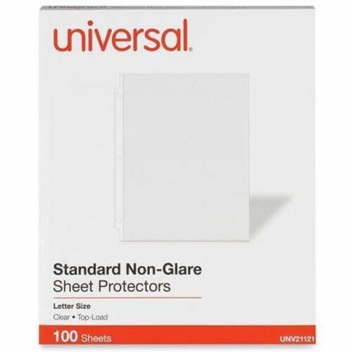 Universal Sheet Protector, Letter Size, 2-Sheet Capacity, 3-Hole Punched, Top Loading, Clear, 100/Box