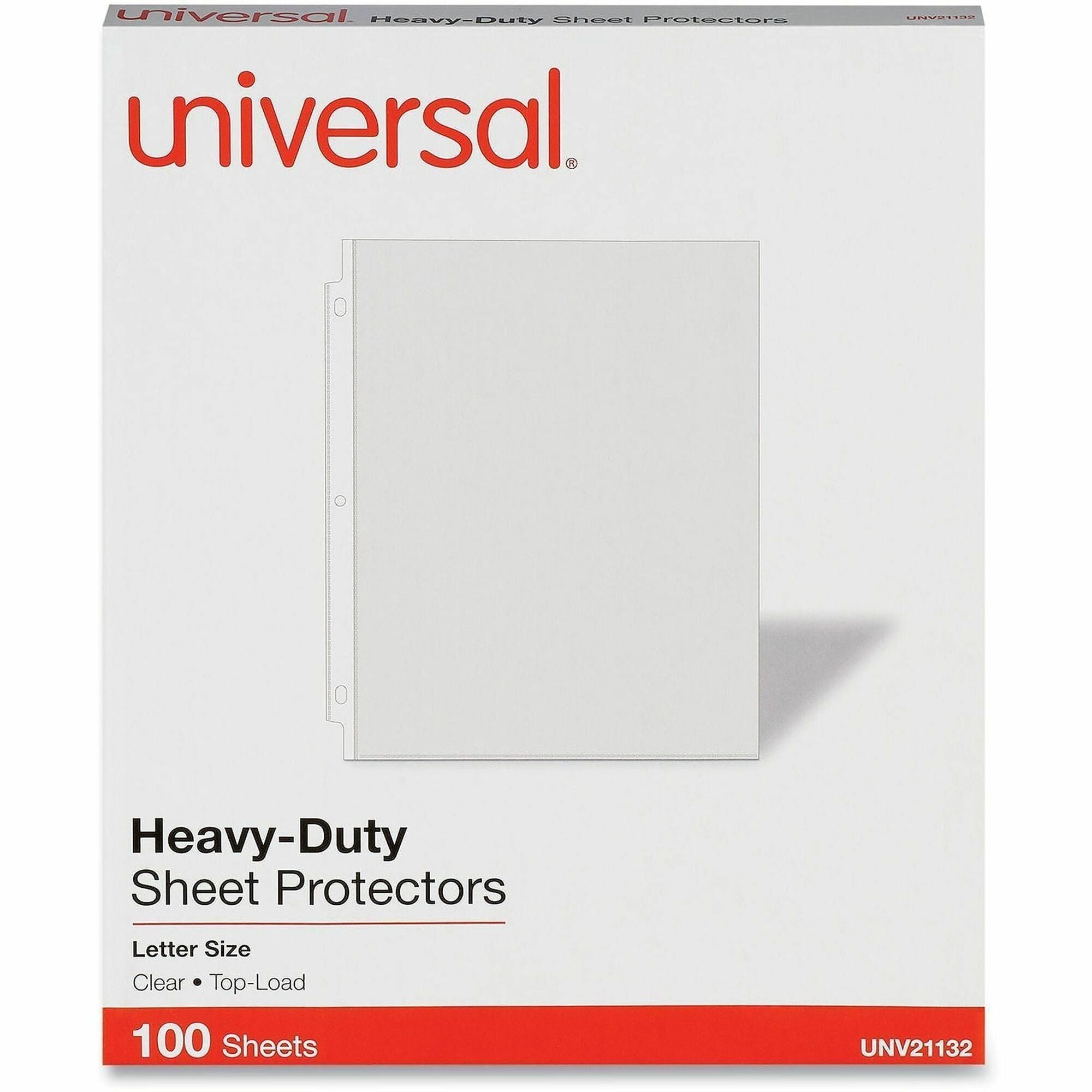 Universal Sheet Protector, Letter Size, 3-Hole Punched, Top Loading, Clear, 100/Pack