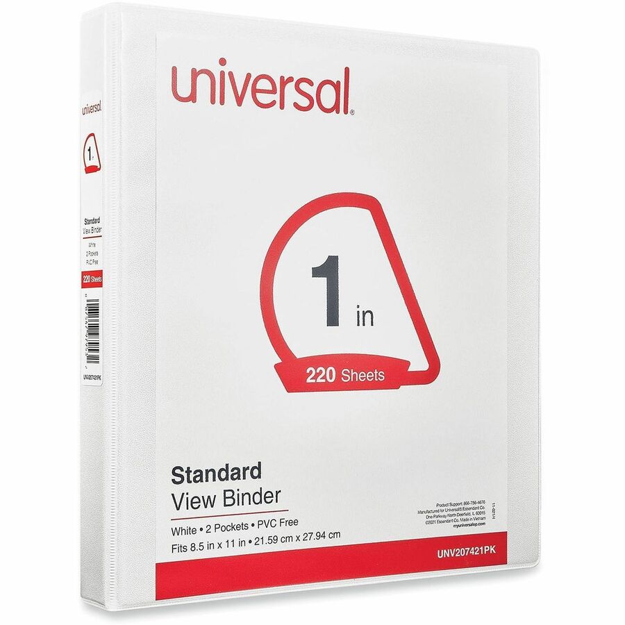 1" Binder Capacity - Letter - 8 1/2" x 11" Sheet Size - 220 Sheet Capacity - 3 Ring(s) - Fastener(s): Ring - Pocket(s): 2, Inside Front & Back - Polypropylene - White - 12 / Carton