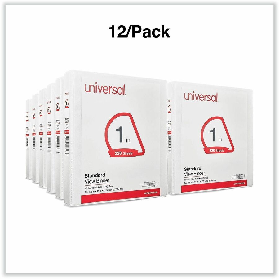 1" Binder Capacity - Letter - 8 1/2" x 11" Sheet Size - 220 Sheet Capacity - 3 Ring(s) - Fastener(s): Ring - Pocket(s): 2, Inside Front & Back - Polypropylene - White - 12 / Carton